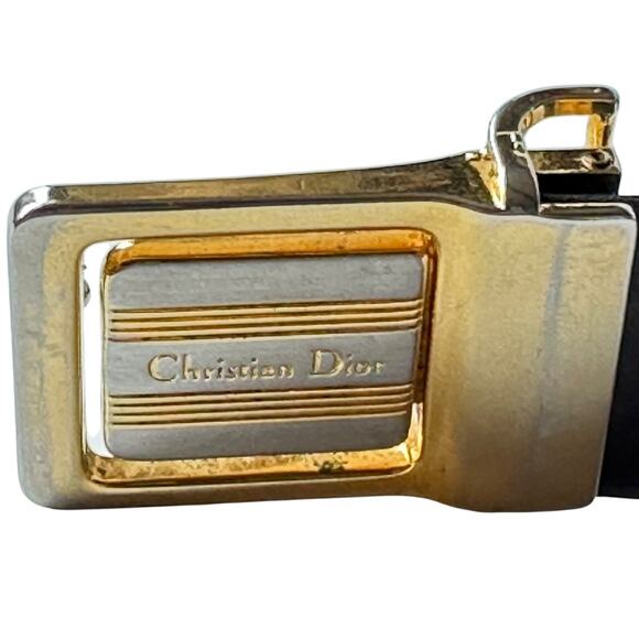 Vintage Christian Dior Leather Belt Black Brown Reversible Men's Size 36 - Picture 6 of 11